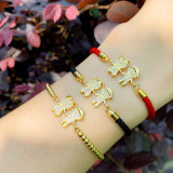 Women Couple Braided Red Gold Plated Iced Bracelets brc2334