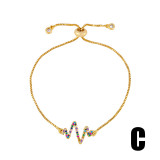 Women Charm Adjustable Brass Cute Animal Rainbow Zircon Bracelets brb94105