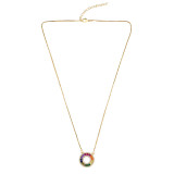Fashion Women Rainbow CZ Colorful Zircon Pendant Necklaces nkp6071