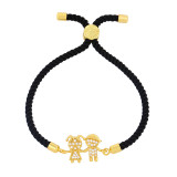 Women Couple Braided Red Gold Plated Iced Bracelets brc2334