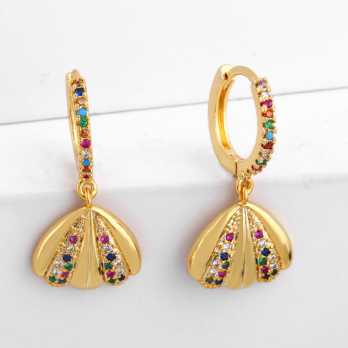 Colorful Zircon Hoop 18K Gold Plated Earrings erq6677