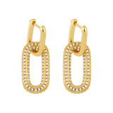 Ladies 18K Real Gold Plated Copper Zircon Drop Earrings eru1324