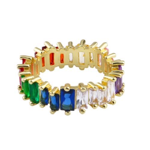 Fashion Stone Colorful Rainbow Diamond Finger Rings rih7182