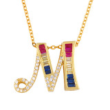 Fashion Letter Gold Plated Colorful Zircon Necklaces nkp5768