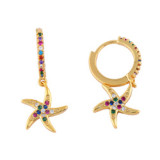 Colorful Zircon Hoop 18K Gold Plated Earrings erq6677