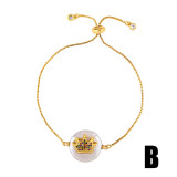 Women Crown Zircon Heart Pearl Rainbow Bracelet Bracelets brb7687