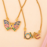 Popular New Love Letter Butterfly Diamond Pendant Necklaces nkp79810