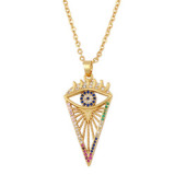 Women Gold Plated Copper Colorful Zircon Eye Pendant Necklaces nkq1728