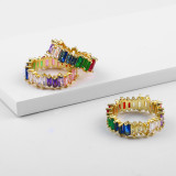 Fashion Stone Colorful Rainbow Diamond Finger Rings rih7182
