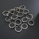 Ladies Flower Women Stack Plain Finger Rings 15 Piece Sets 303041