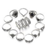 Ladies Flower Women Stack Plain Finger Rings 15 Piece Sets 303041