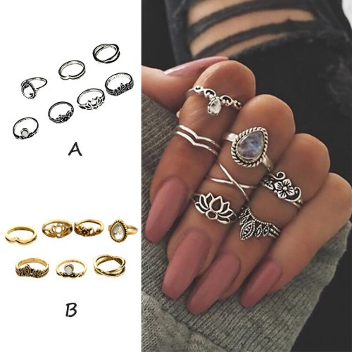Charm Gold Silver Color Finger Ring 7 Ses For Women 407384