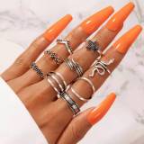 Women 13pcs / lot Bohemian Mixed Horse Flower Sunflower Blue Crystal Finger Rings sku484152