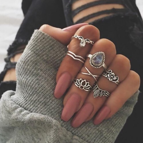 Charm Gold Silver Color Finger Ring 7 Ses For Women 407384