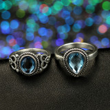 Women Hot Vintage Blue Crystal Finger Rings sku5097108