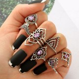 7pcs/Set Crystals Princess Finger Joint Rings For Women 443849