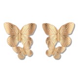 Women Gold Double Butterfly Stud Earrings 8949510