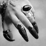 Women Punk Rock Full Rhinestone Crystal Long Large Cat Claw Nail Finger Rings JZ04859
