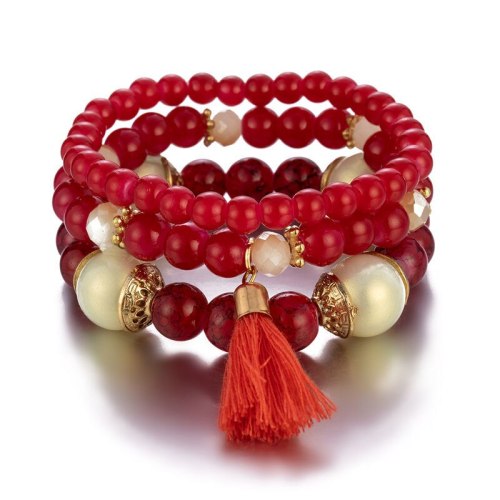 Women Beads Stone Tassel Bracelet Charming Bracelets B-003546