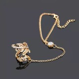 Fashion Gold Silver Diamond Women Leaf Finger Rings With Bracelet Set 270011