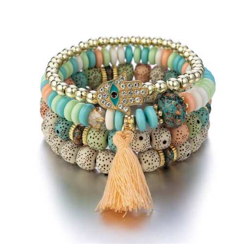 Bohemia Ethnic Fashion Hand Tassel Beaded Bracelet Bracelets B-003142