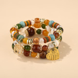 Women Bohemian Style Heart-Shaped Pendant Bead Bracelets B0259610