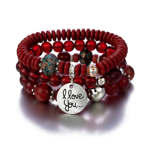 Women Bohemian Bead Crystal Charms Statement Bracelet Bracelets B-003344