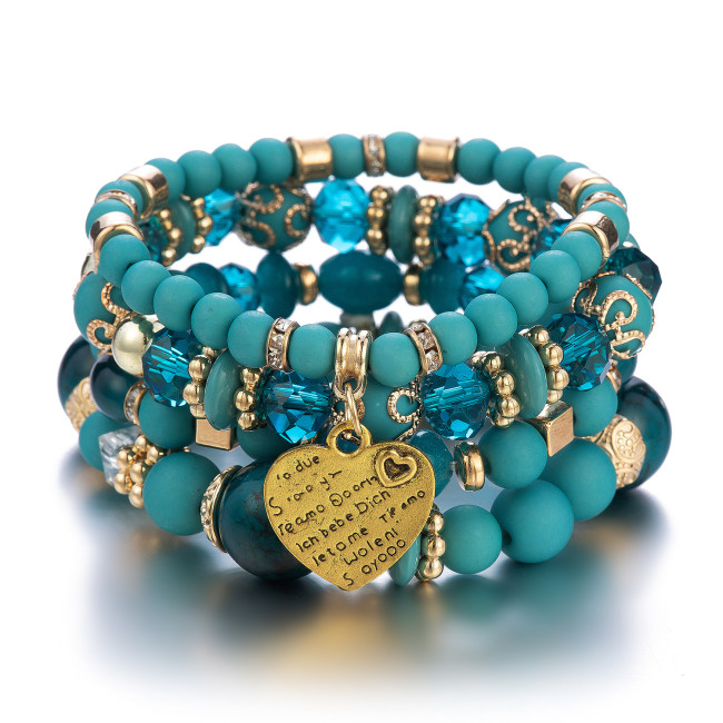 Bohemian Beaded Women Girls Multilayer Stretch Heart Bracelet Bracelets B-001324