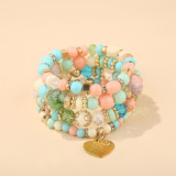 Bohemian Beaded Women Girls Multilayer Stretch Heart Bracelet Bracelets B-001324