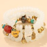 Women Bohemian Gold Color Charm Crystal Heart Multilayer Bracelets B025667
