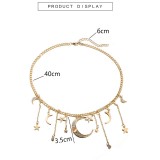 Women Star and Moon Tassel Pendant Chain Necklaces 410516