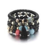 Women Acrylic Tassel Bead Bracelet Bracelets B-000213