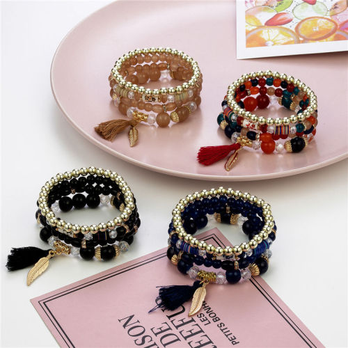 Women Vintage Crystal Bead Bracelet Bracelets B-001526