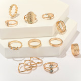 13Pcs/Set Antique Gold Color Crystal Rhinestone Midi Finger Rings A2020415