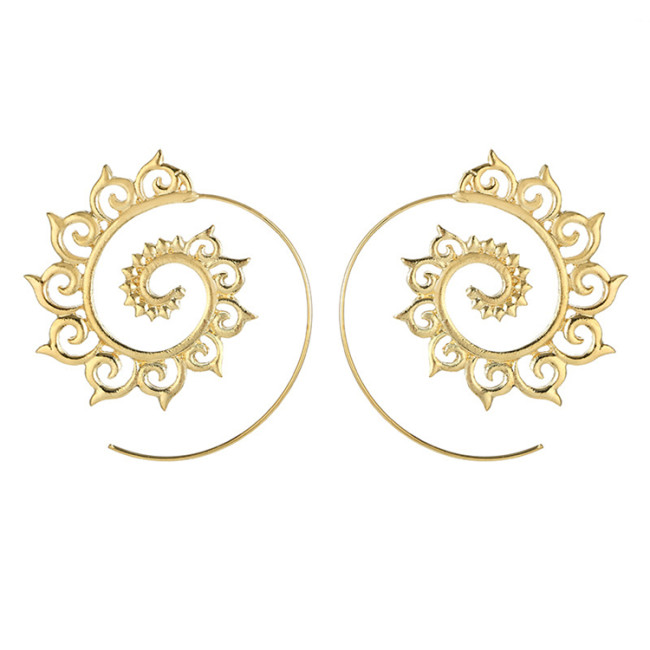 Women Simple Creative Geometric Circular Rotating Alloy Earrings 475566