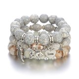 Bohemian Multilayer Women Unique Heart Elephant Pendant Bracelets B-000516
