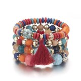 Women Acrylic Tassel Bead Bracelet Bracelets B-000213