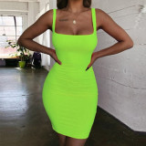 Hot Sale Women Summer Sleeveless Solid Color Dress Dresses 881324
