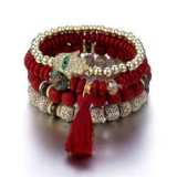 Bohemia Ethnic Fashion Hand Tassel Beaded Bracelet Bracelets B-003142