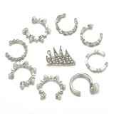 9 Piece/Set Crown Ear Cuff Simulated Pearl Crystal Rhinestone Ear Clip Earrings 456475