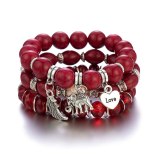 Bohemian Multilayer Women Unique Heart Elephant Pendant Bracelets B-000516