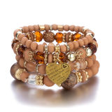 Bohemian Beaded Women Girls Multilayer Stretch Heart Bracelet Bracelets B-001324