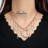 Women Star and Moon Tassel Pendant Chain Necklaces 410516
