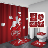 Bathroom Hotel Valentine's Day 3D Digital Printing Hanging Shower Curtain Liner Toliet Covers