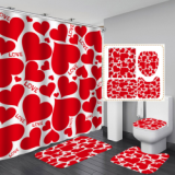 Bathroom Hotel Valentine's Day 3D Digital Printing Hanging Shower Curtain Liner Toliet Covers