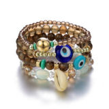 Bohemian Beach Style Multilayer Shell Evil Eyes Beads Pendant Charm Bracelets B-003041