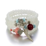 Fashion Natural Stone Bead 2 Piece Wings Bracelet Bracelets B-0029310