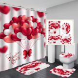 Bathroom Hotel Valentine's Day 3D Digital Printing Hanging Shower Curtain Liner Toliet Covers