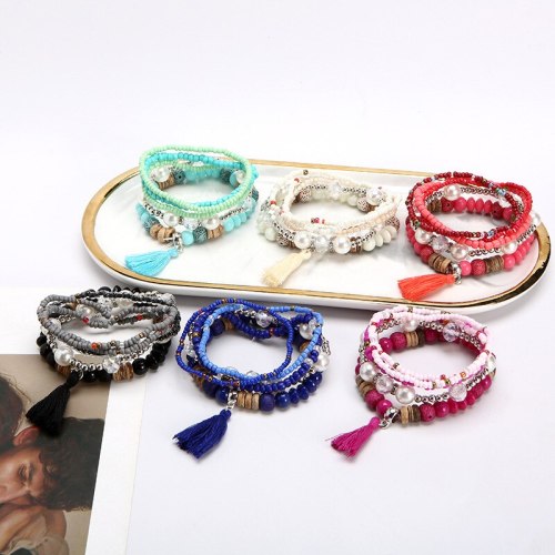 Summer Bohemian Pink Stone Ladies Bracelet Bracelets B-007485