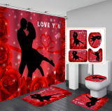 Bathroom Hotel Valentine's Day 3D Digital Printing Hanging Shower Curtain Liner Toliet Covers
